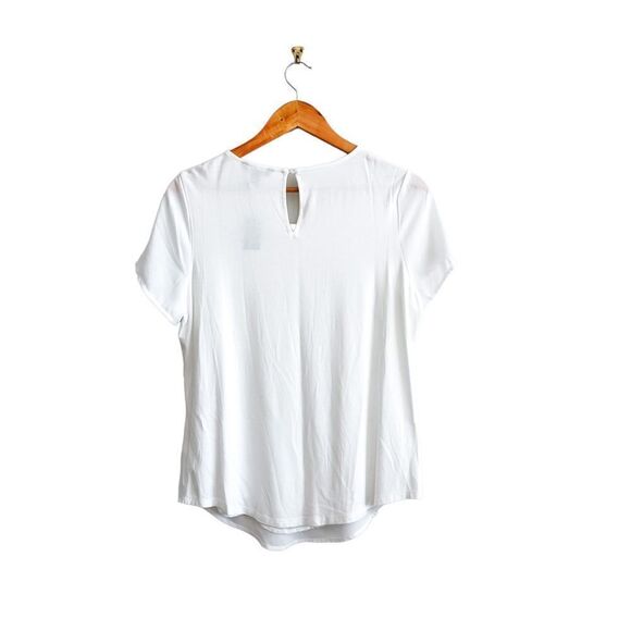 RW & Co. Short Sleeved Blouse White Front Pleats Lined Women's M NWT - Picture 2 of 8